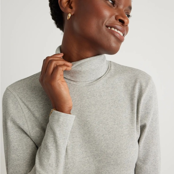 Quince Organic Cotton Microrib Turtleneck Heather gray size S - Picture 2 of 7